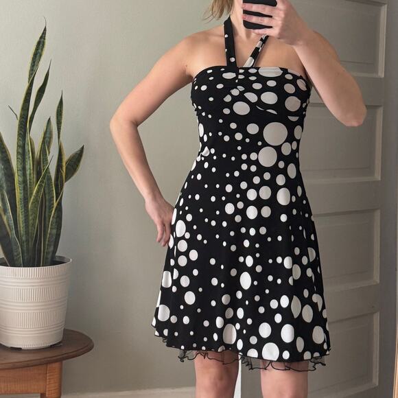 90s Vintage Byer California Women's Size S Polka Dot Strapless Halter Top Dress - Picture 1 of 7